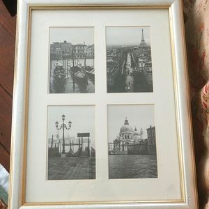 SL. Silver & Gold Wood Frame w 4 Photo Bevel Cut Mat. NWOT